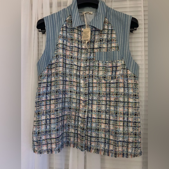 Mystree Multicolor Textured Button-Up Top - Picture 1 of 4